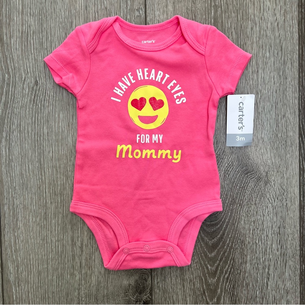 CARTERS SHORT SLEEVE BODYSUIT MOMMY PINK 3MO NWT